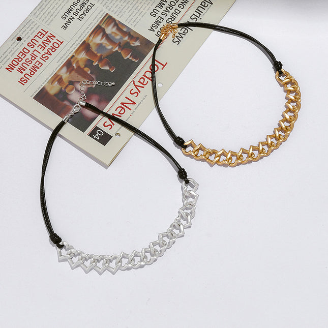 Wholesale Women's Heart Shape Geometric Metal Trendy Short Necklace