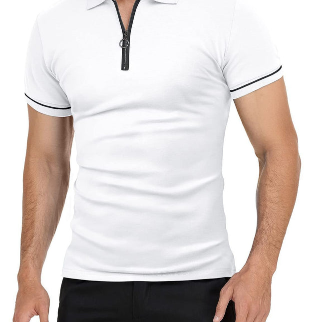 Sommer-Herren-Poloshirt, dünnes Kurzarm-Revers, einfarbig