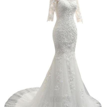 Wholesale Off Shoulder Mermaid Tail Lace Long Sleeve Wedding Dress