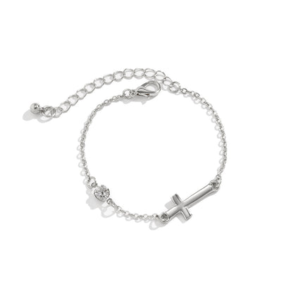 Wholesale Imitation Pearl Chain Bracelet Simple Metal Cross Jewelry