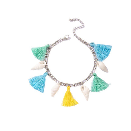 Color Tassel Shell Beach Wind Single Layer Simple Anklet