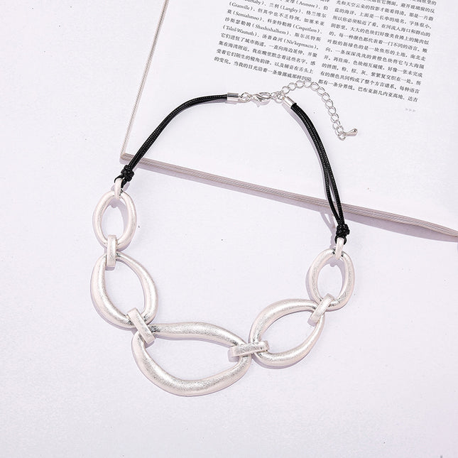 Ovale geometrische Metall trendige elegante kurze Halskette