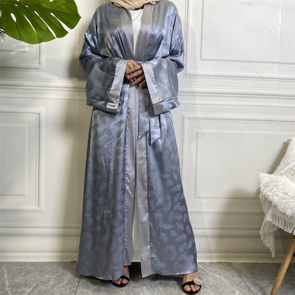 Middle Eastern Satin Cardigan Robe Loose Sleeve Muslim