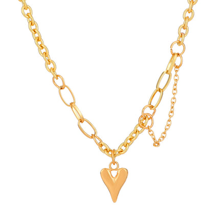 Heart Necklace Thick Chain Heart Shaped Clavicle Chain