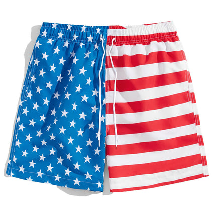 Pantalones cortos de playa casuales para hombre con bandera estadounidense