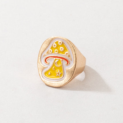 Cute Drip Mushroom Multicolor Fun 3-Piece Ring Set