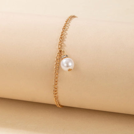 Tobillera de perlas personalizada a la moda para mujer