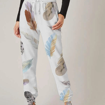 Wholesale Ladies Casual Printed Drawstring Side Pockets Joggers