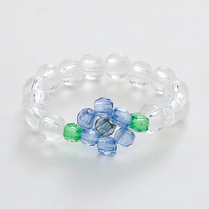 Wholesale Rice Beads Flower Braided Ring Colorful Beaded Ring