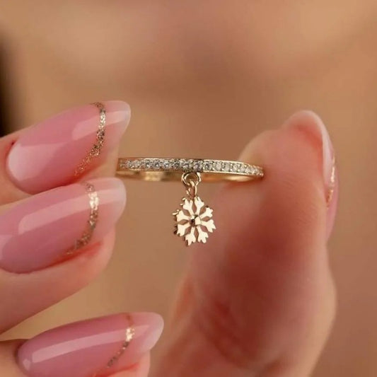 Simple Copper Rhinestone Snowflake Ring