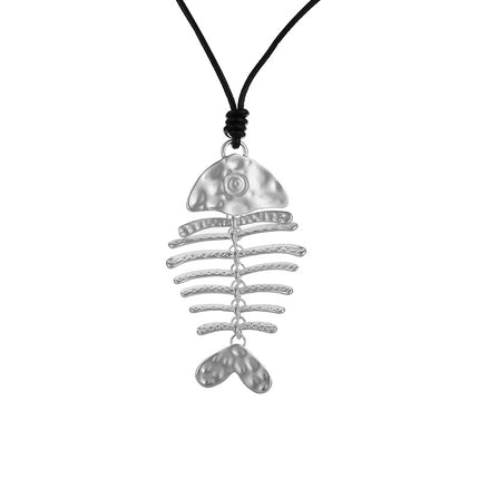 Wholesale Women's Fishbone Original Long Geometric Metal Necklace
