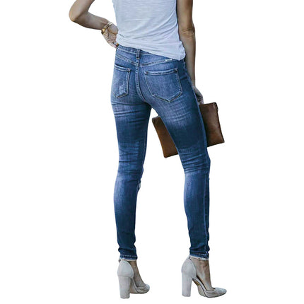 Slim Tall Damen-Stretch-Jeans mit Whisker-Waschung