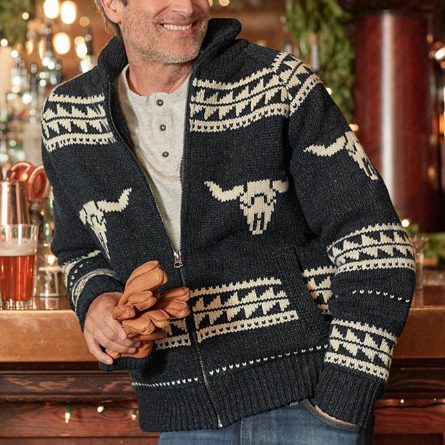 Chaqueta cárdigan con cremallera y suéter de manga larga para hombre Otoño Invierno