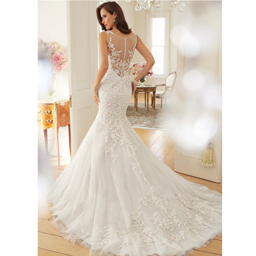 Braut-Meerjungfrau-kleines nachlaufendes Kleid-Licht-Hochzeits-Kleid