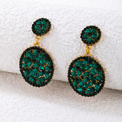 Fashion Colorful Rhinestone Stud Earrings Exaggerated Round Earrings