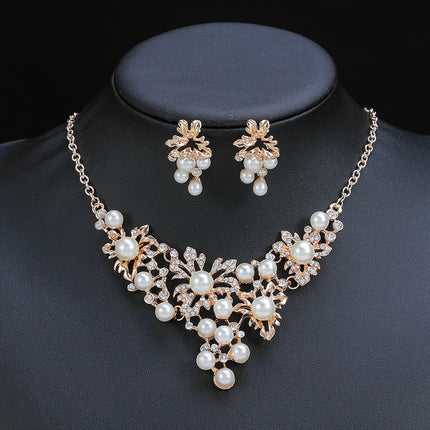 Wholesale Alloy Pearl Fashion Bridal Wedding Necklace & Earrings Set