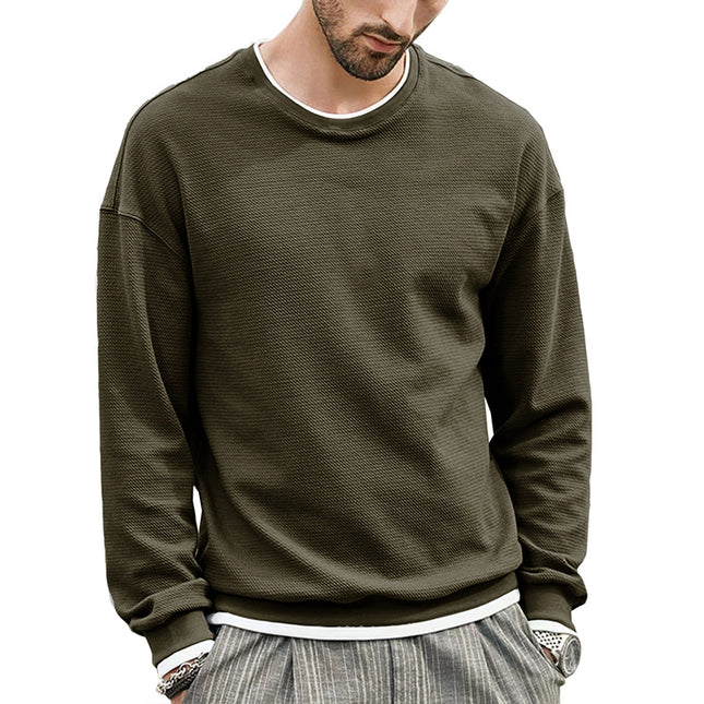 Wholesale Men's Autumn Winter Solid Color Round Neck T-Shirt