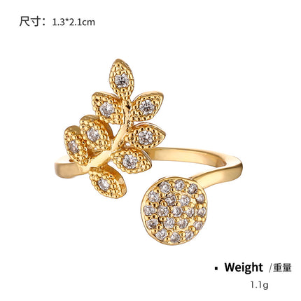 Wholesale Gold Plated Copper Zirconia Open Adjustable Nail Ring