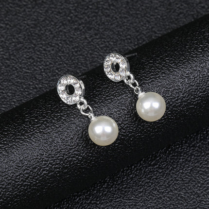 Conjunto de pendientes de collar de perlas Accesorios de vestido de novia chapado en aleación de moda