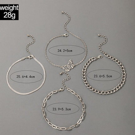 Wholesale Geometric Irregular Butterfly Metal Chain Four-Piece Anklet