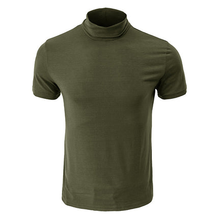 Wholesale Men's Short Sleeve Tops Summer Turtleneck T-Shirts