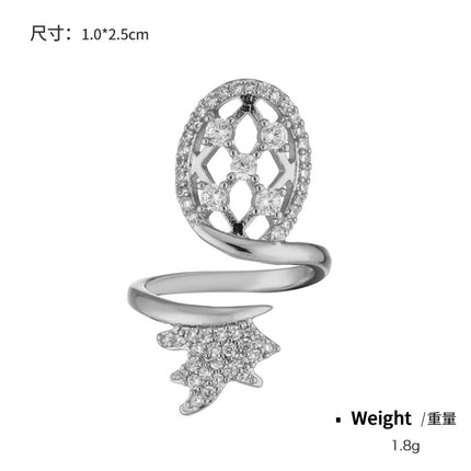 Wholesale Gold Plated Copper Zirconia Open Adjustable Nail Ring