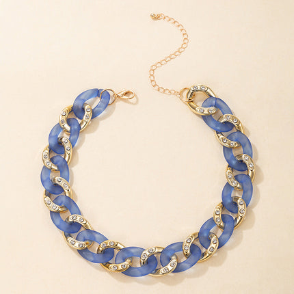 Paneled Multicolor Acrylic Chain Necklace