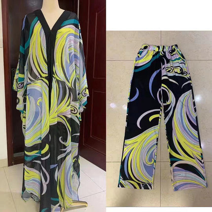 Wholesale African Ladies Chiffon Cardigan With Pants