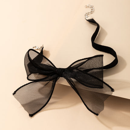 Lace Necklace Bow Knot Cute Black Mesh Necklace Jewelry