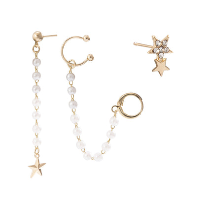 Creative Star and Moon Diamond-studded Simple French Earrings