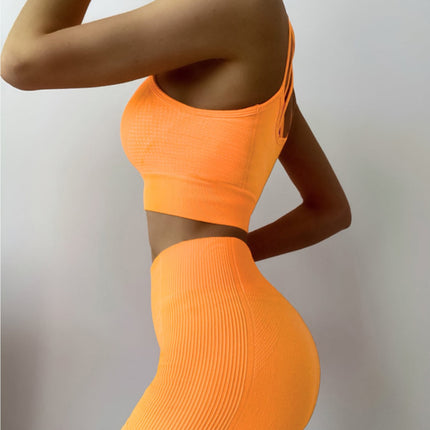 Damen Yoga Weste Shorts Fitness Seamless Running Set
