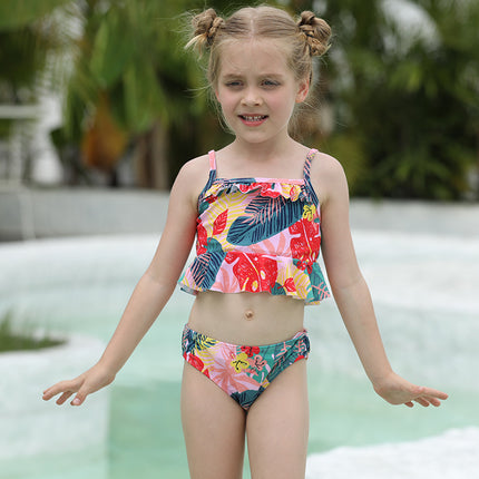 Traje de baño de dos piezas para niños Bikini sin espalda estampado para niñas