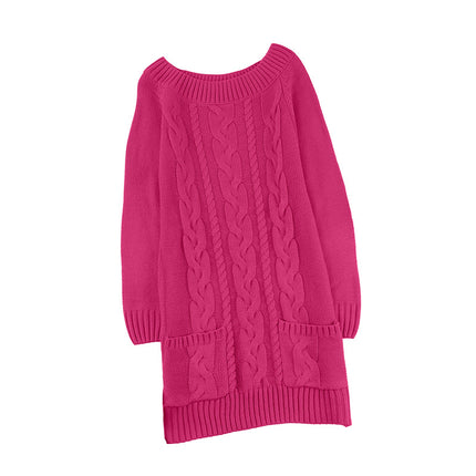 Wholesale Women's Solid Color Off-Shoulder Pullover Slim Sweater Dress