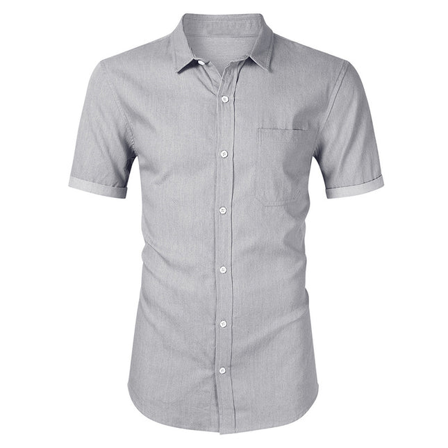 Wholesale Men's Short Sleeve Summer Business Denim Non-Iron Shirt