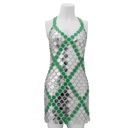 Slit Dress Clothing Stitching Rhombus Sequin Body Chain