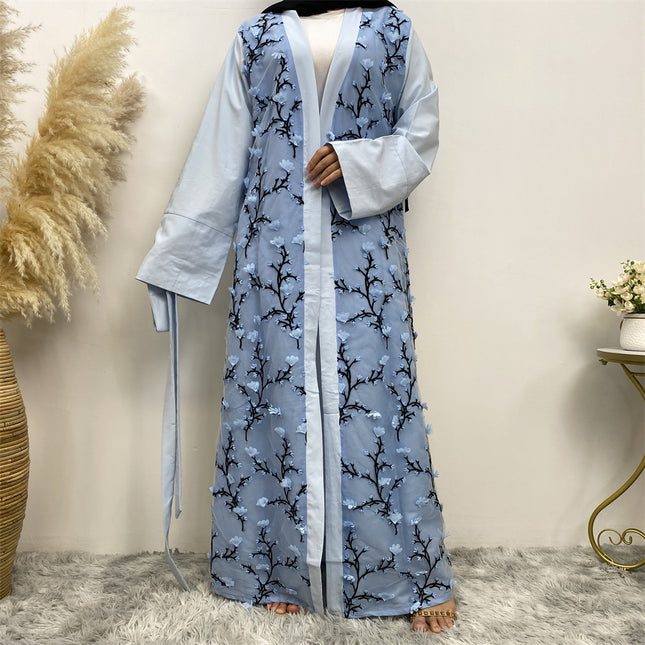 Muslimische Abaya Damen Strickjacke bestickte Robe