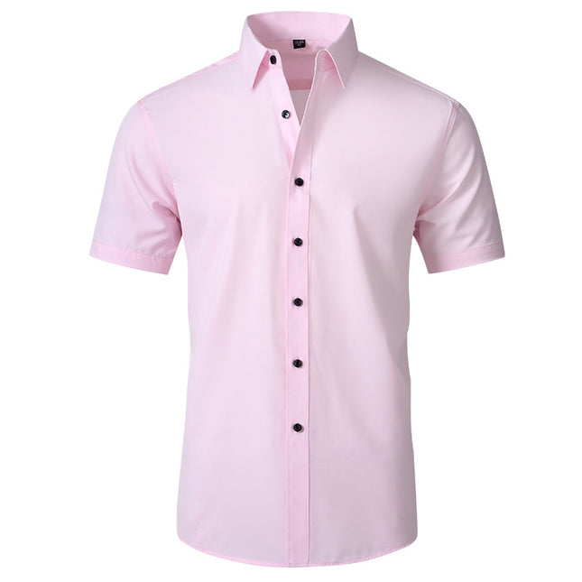 Wholesale Men's Summer Four-way Stretch Short Sleeve Solid Color Shirt