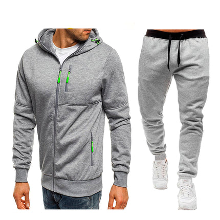Wholesale Men's Sports Casual Cardigan Hooded Hoodies Jogger Set