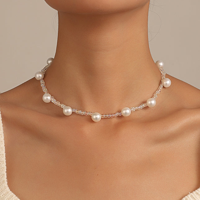 Wholesale Pearl Necklace Fashion Handmade Beaded Clavicle Chain Bracelet