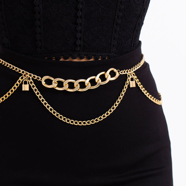 Metal Lock Waist Chain Thin Chain Dress Body Chain