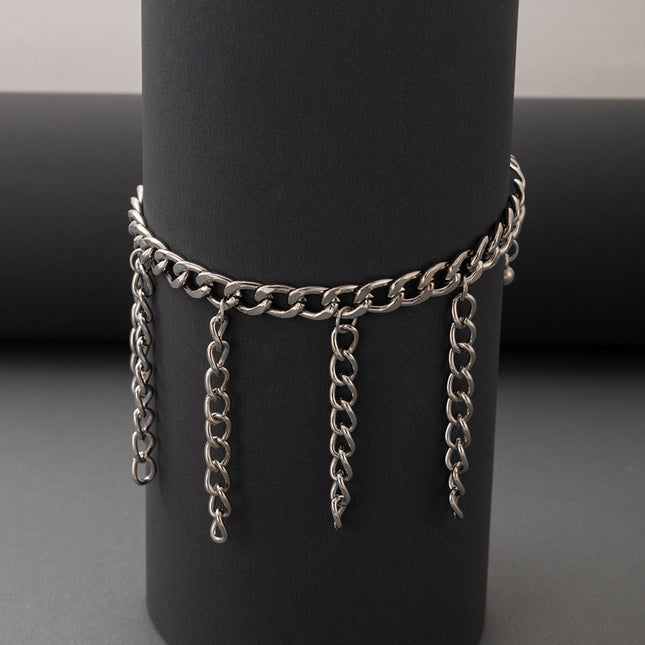 Heavy Metal Alloy Thick Chain Anklet Tassel Single Layer Anklet