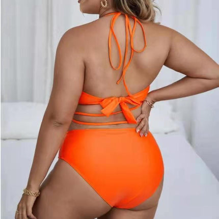 Wholesale Ladies Plus Size Solid Color Split Bikini Swimsuit