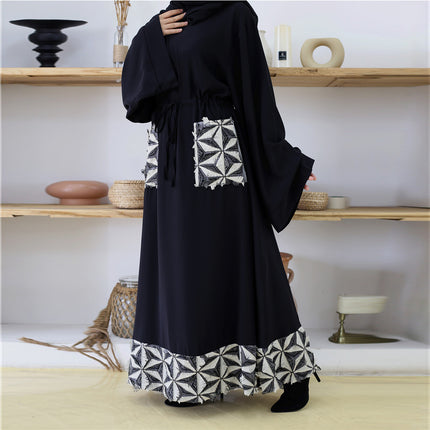 Muslim Fashion Simple Stitching Tunic Arabic Turkish Dress