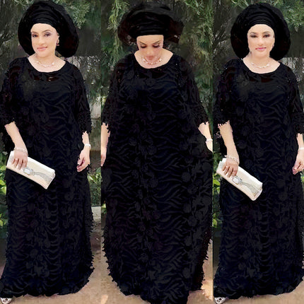 Wholesale Muslim Middle Eastern Ladies Water Soluble Mesh Burqa Dress Two Piece Set
