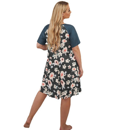 Wholesale Women's Printed Short Sleeve Plus Size Dress