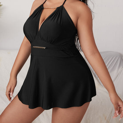 Wholesale Women's Plus Size One-Piece Swimsuit Short Dress Swimsuit