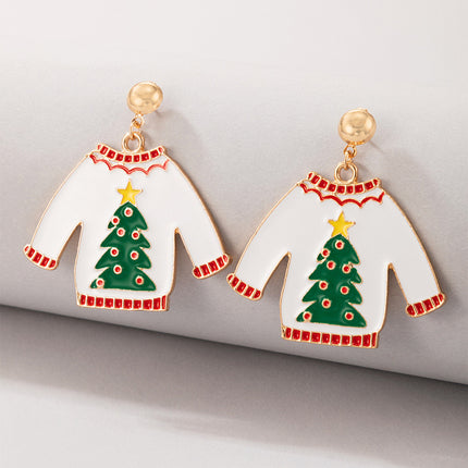Red and Green Christmas Cute Temperament Retro Earrings