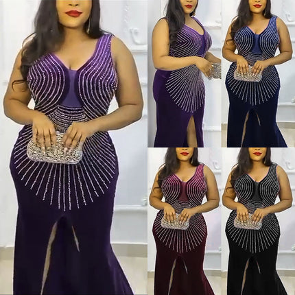 Wholesale African Women's Plus Size Ladies Fitted Slit Dress