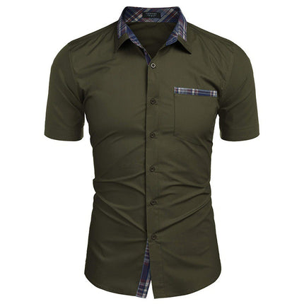 Men's Summer Casual Plaid Business Short Sleeve Shirt