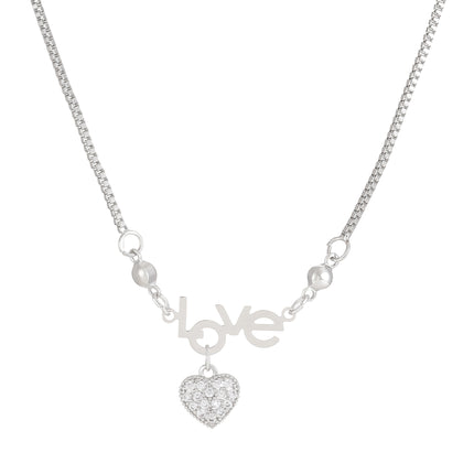 Rhinestone Heart Butterfly Heart Shape Clavicle Necklace